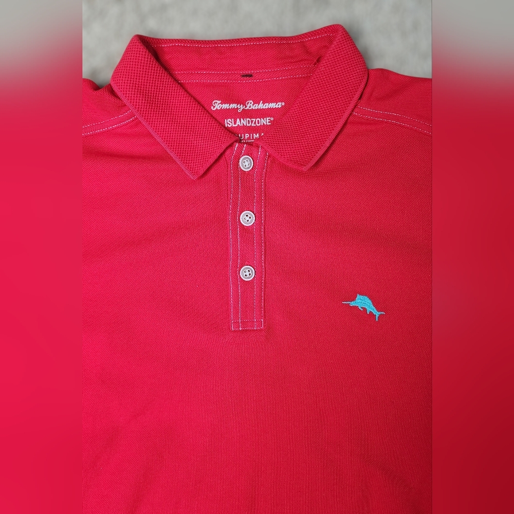 Tommy Bahama Medium Red Supima Cotton Polo Island Zone Shirt Quiet Luxury - Picture 3 of 11